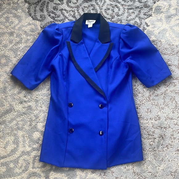 Gregory Designs Vintage Two Piece Skirt Suit Set Blue & Black 16 - Picture 2 of 10